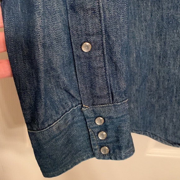 Vintage dead stock USA made Roebucks western denim work shirt XL XXL pearl snap - Picture 5 of 6